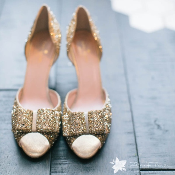 kate spade Shoes Kate Spade Gold Glitter Heels Poshmark